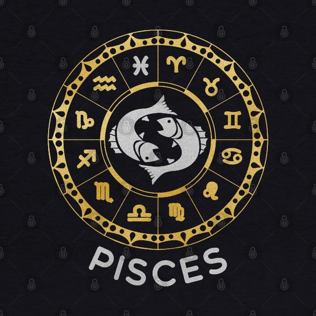 Pisces Zodiac Circle by Whimsical Frank